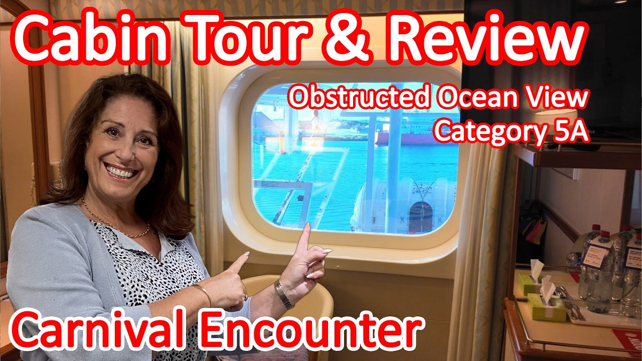 Carnival Encounter Cruise Cabin Tour & Review - Stateroom 8407 Obstructed Ocean View Category 5A