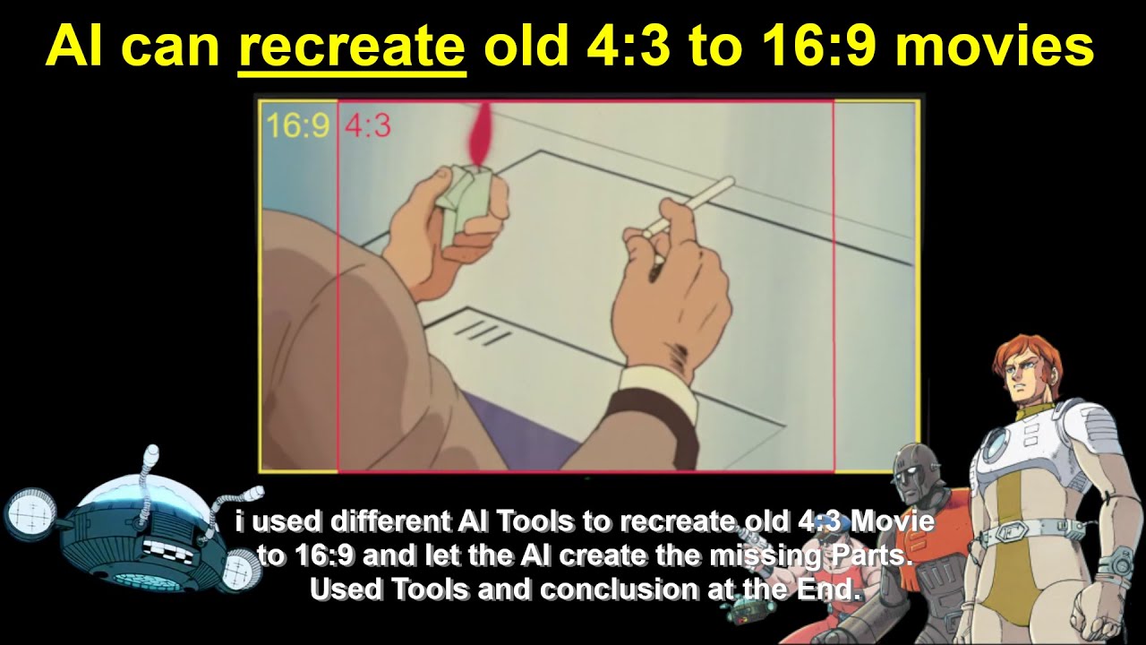 AI recreate of old 4:3 Video to 16:9 - Captain Future 16:9 FanEdit outpaint