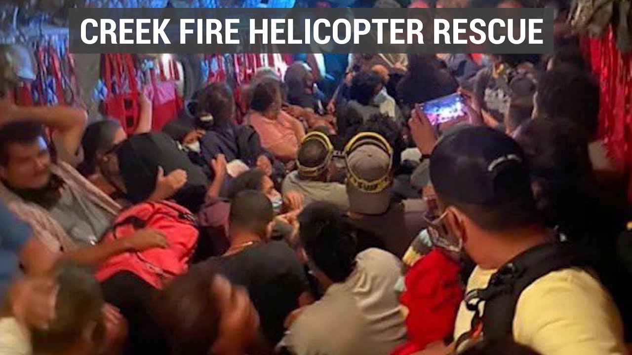 Helicopters recscue hundreds trapped in #CreekFire