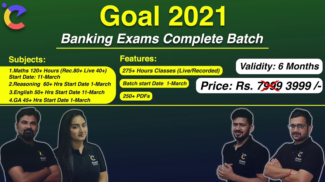 Goal 2021 Banking Exams Complete Preparation Batch | Exam Centric Paid Batch!