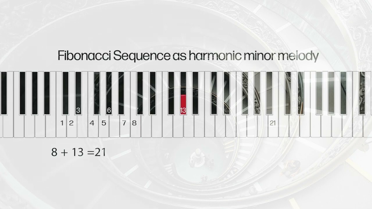 Fibonacci sequence as harmonic minor melody | Meditation | Math Music | Fibonacci sequence in music