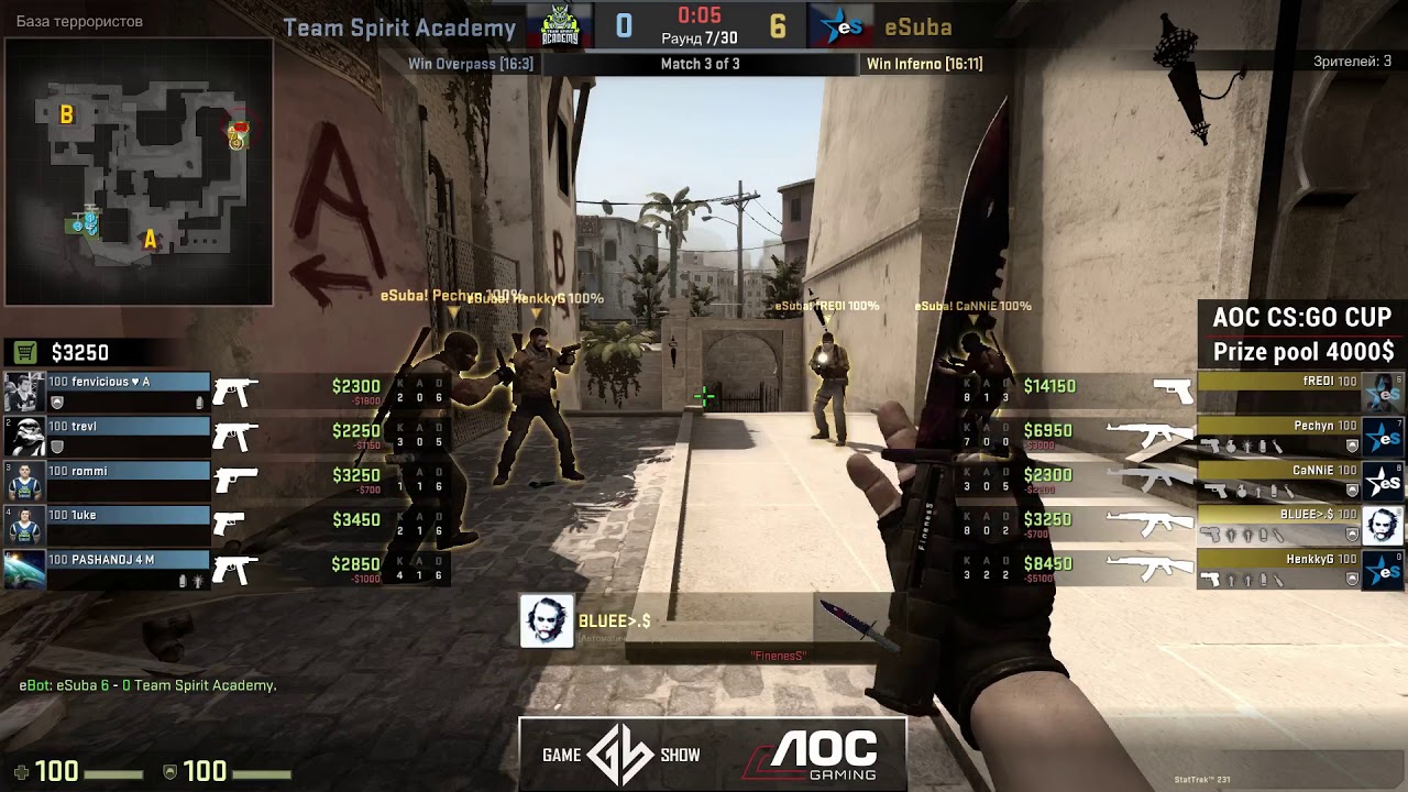 Team Spirit Academy vs eSuba | Game 3 | Playoff AOC CS GO CUP