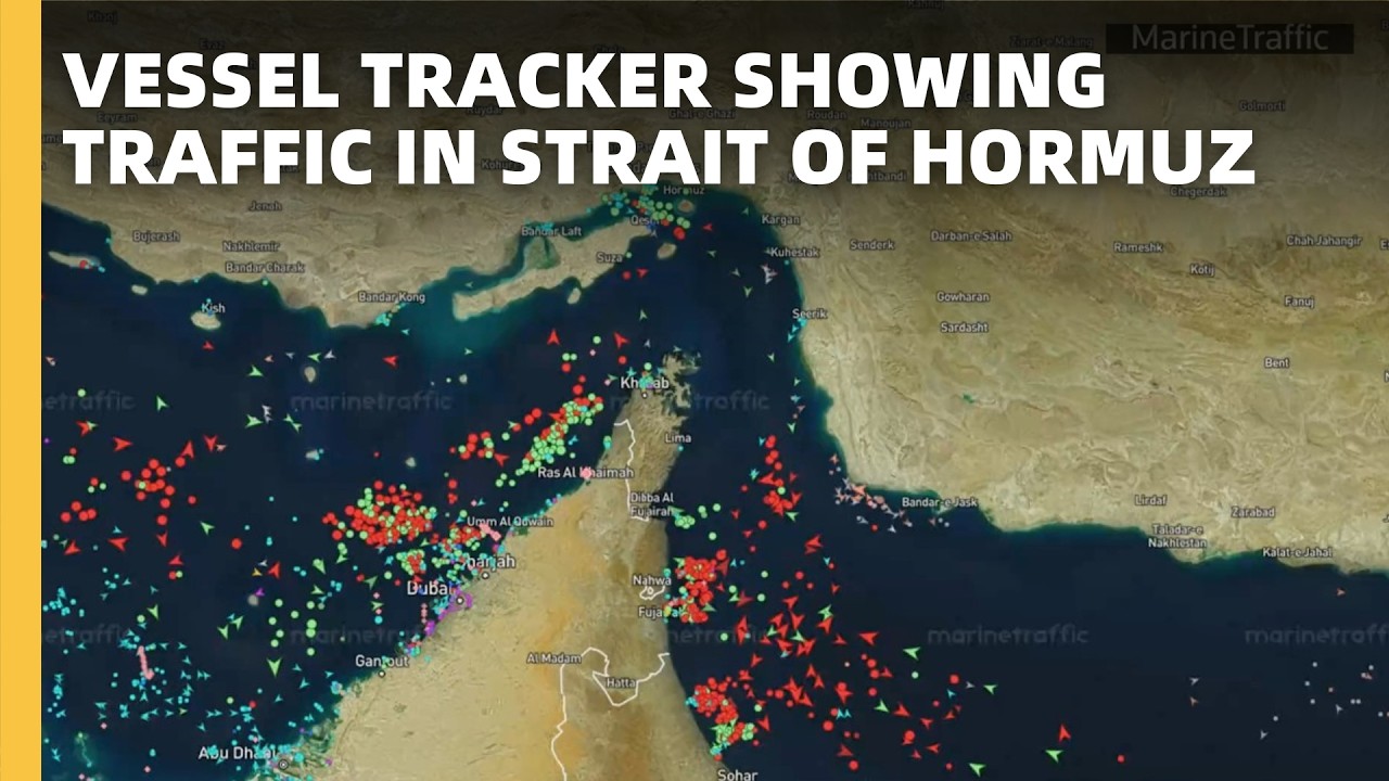 Vessel tracker showing traffic in Strait of Hormuz
