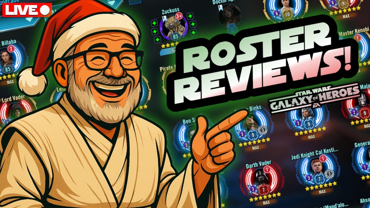 SWGOH LIVE!!!  Roster Reviews and Happy Holidays from your Star Wars Dad!!!