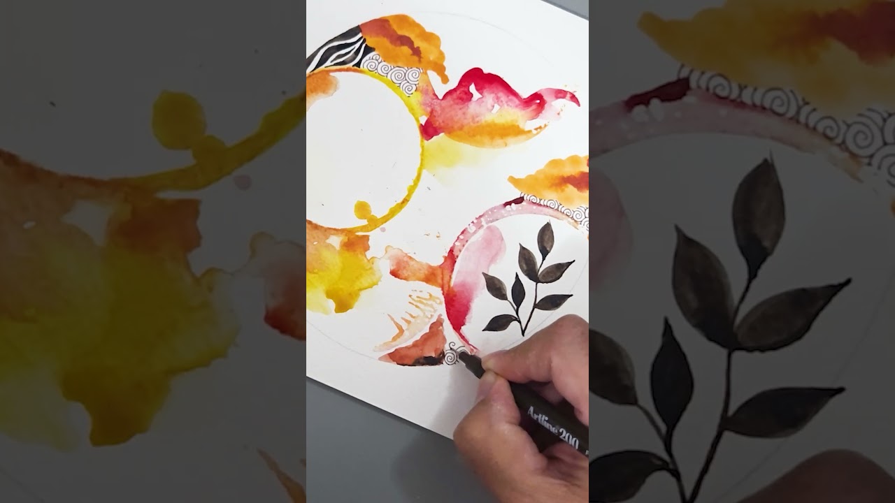 Fall-Inspired Zen Circle | Watercolor & Ink Art