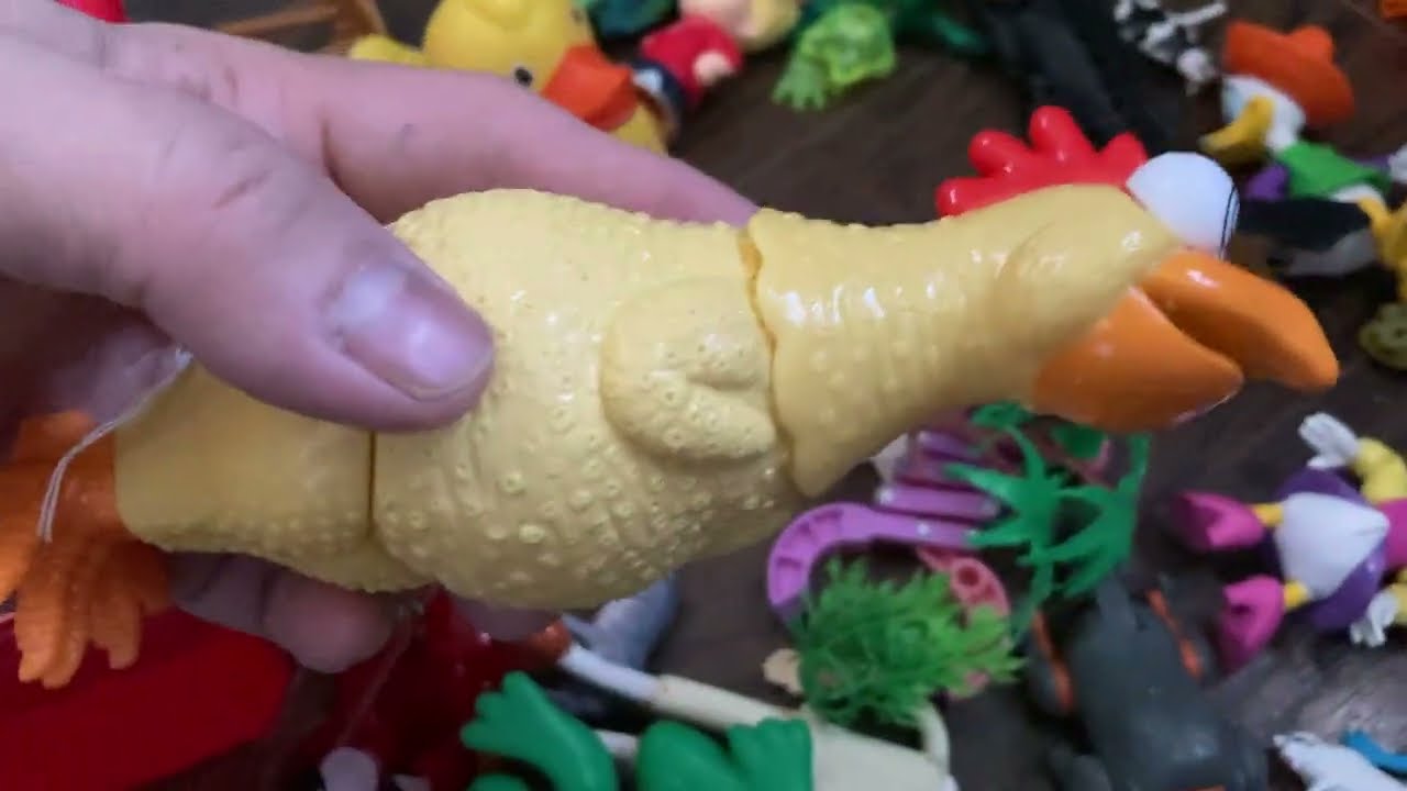 Sorting the different kind of toys in the plastic container