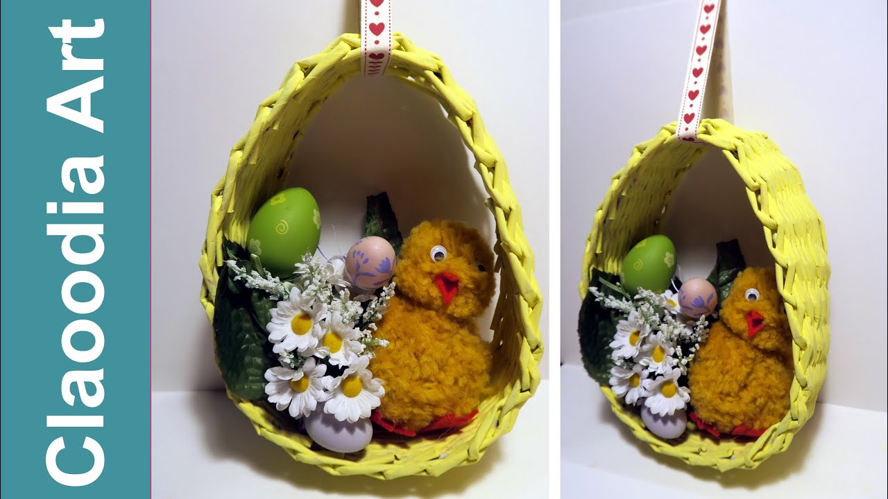 Пасхальное яйцо с бумажным плетеное