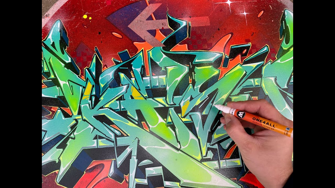 Painting WildStyle on TRAFFIC SIGN. (with Molotow markers).