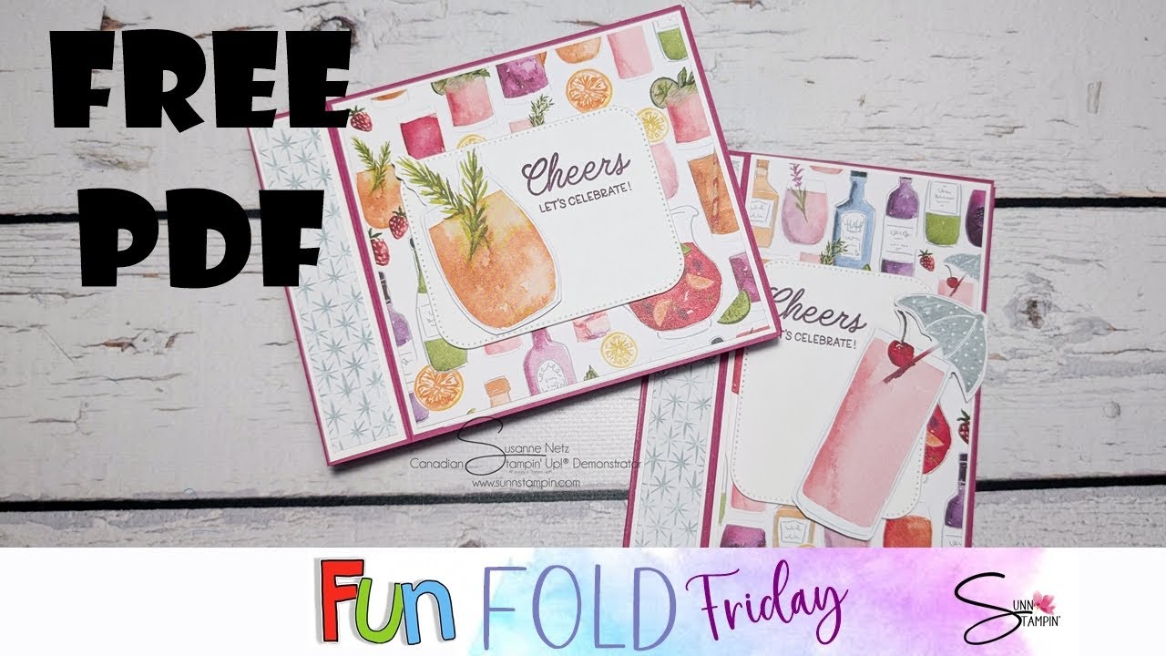 Cheers & Sips Fun Fold Card featuring Stampin' Up!® Products #stampinup #sunnstampin