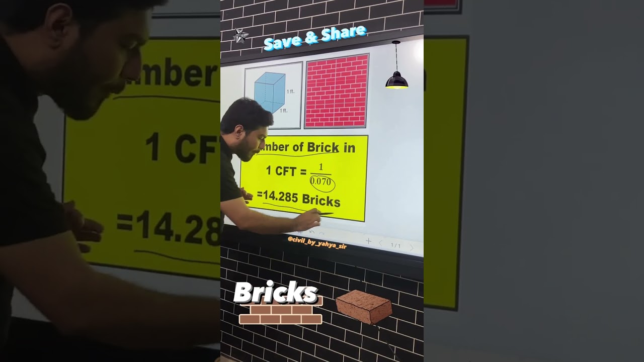 How many Bricks in 1 Cubic Feet || YAHYA SIR || #cement #home #brick #wall