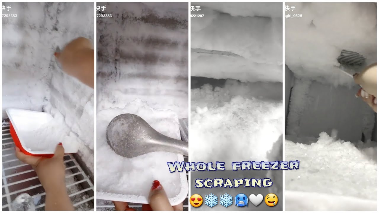 *ASMR* A WHOLE FREEZER SCRAPING, FROST ICE EATING, SO COLD!!!🧊❄❄🤍🤤🥶 RELAXING SOUNDS🔊