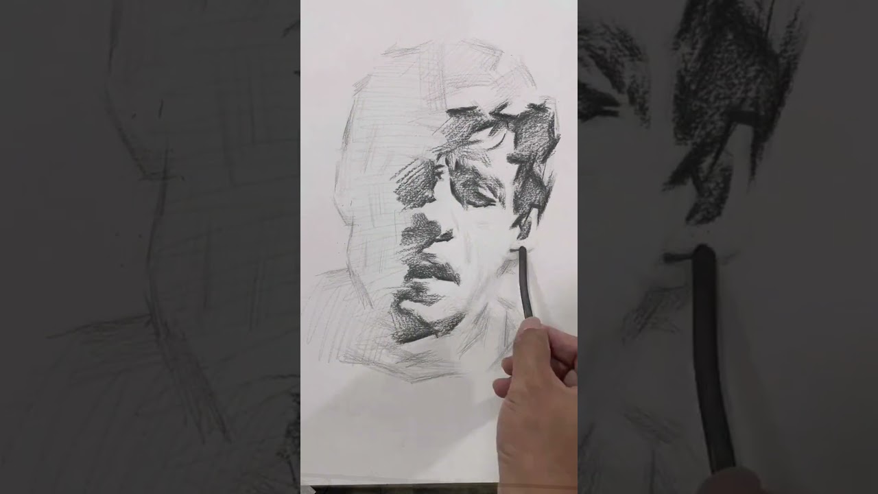 Drawing with charcoal #charcoal  #drawing #portraitdrawing #art