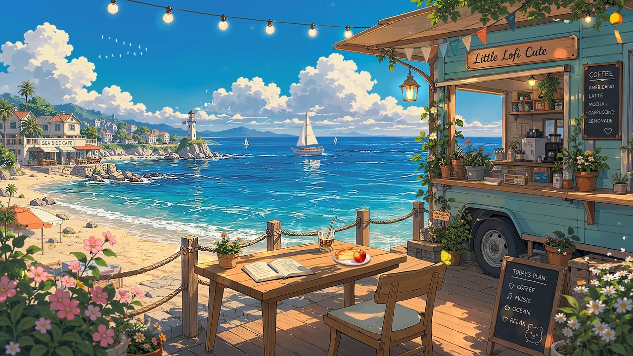Summer Coffee & Lofi Music 🌊 Relaxing Beach Cafe Ambience for a Refreshing Feeling