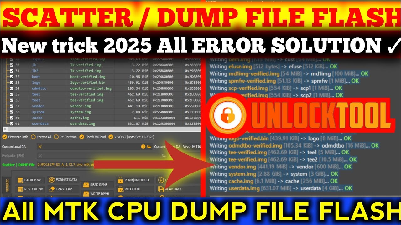 SCATTER / Dump File Flashing Unlock Tool | All MTK CPU Flashing | All MTK SCATTER FILE FLASHING 2025