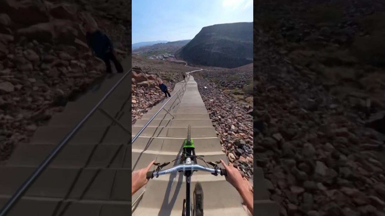 Crazy stairbomb on a bike! 333 stairs + jumps