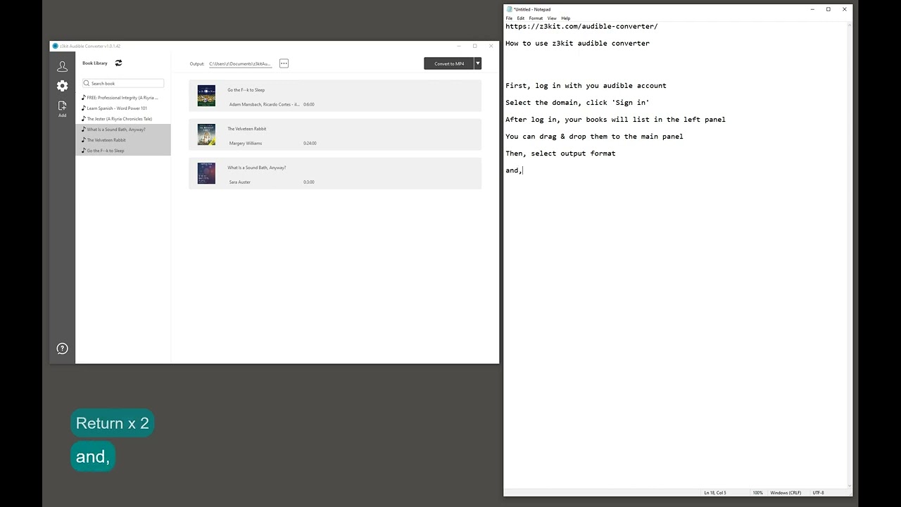 Convert amazon Audible books to mp3, mp4