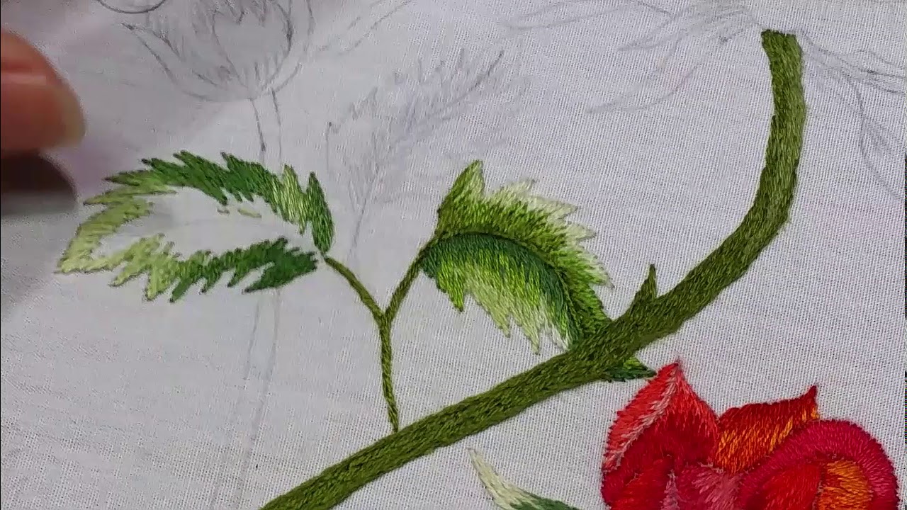 Rose Leaf And Branch ... Hand Embroidery