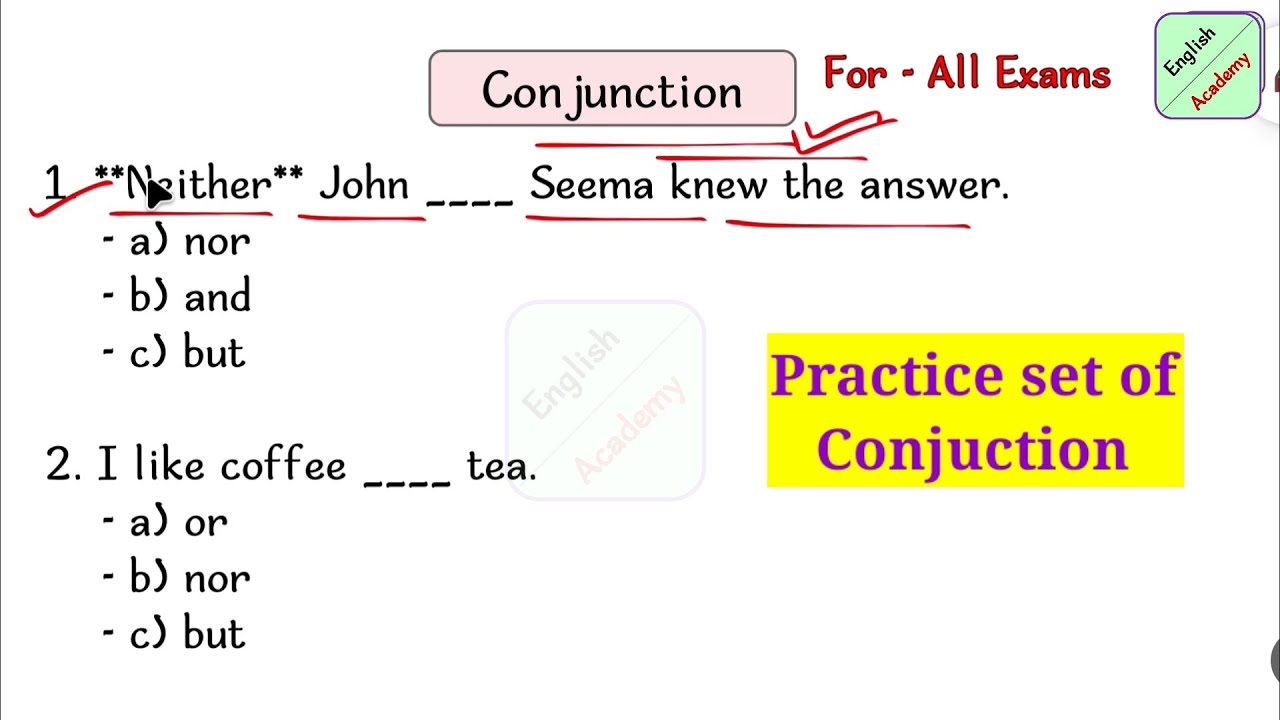 conjunction practice set 1 for All exams #english cacdemy by deepak kr.