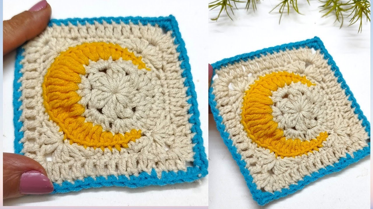 مربع جرانى هلال /مربع جرانى سهل/هلال جرانى #crochet #اكسبلور #knittig #تعليم #handmade 