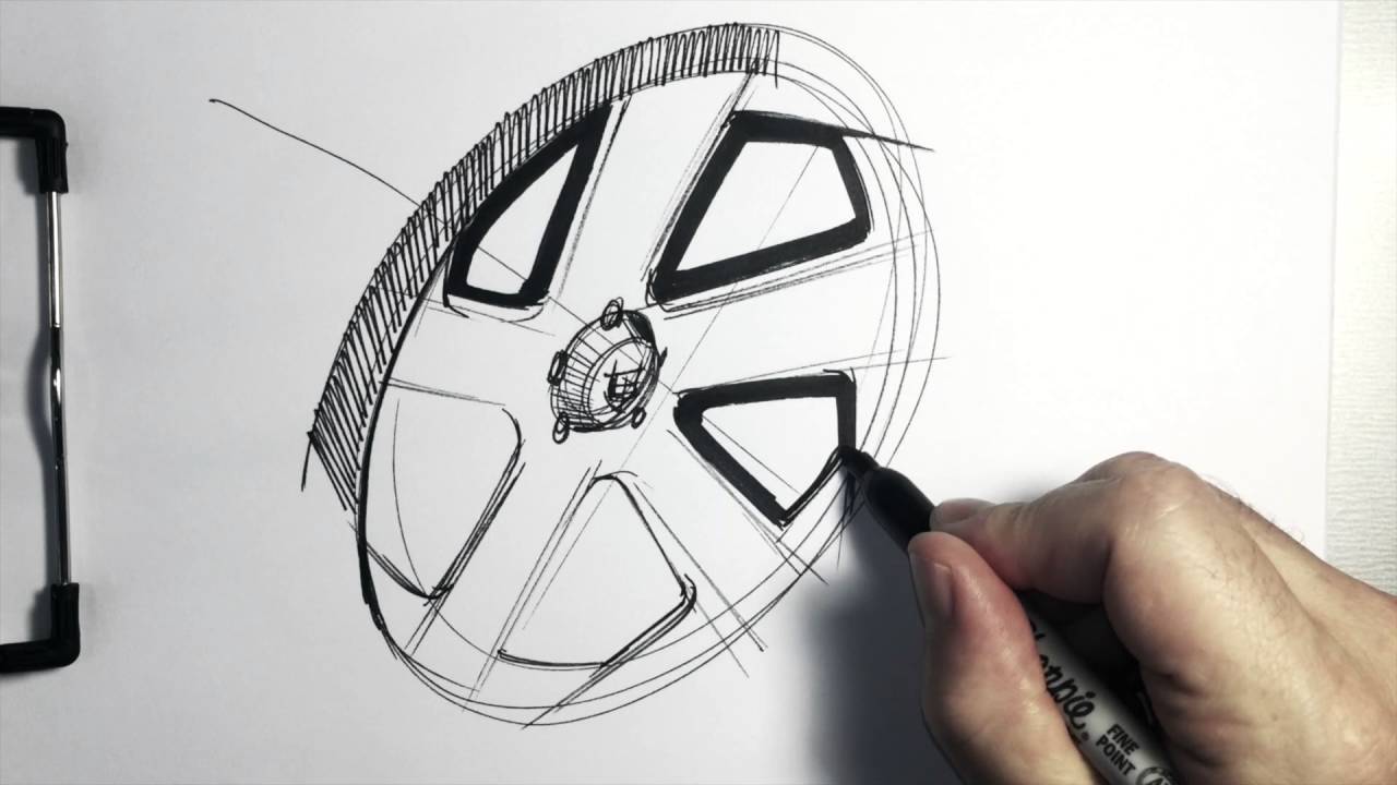 Sketching a Five-Spoke Wheel for Your Car Sketch