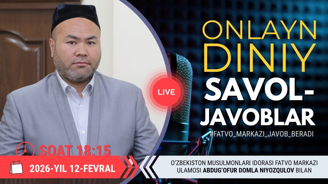 ONLAYN DINIY SAVOL-JAVOBLAR 30-SON 12.02.2026