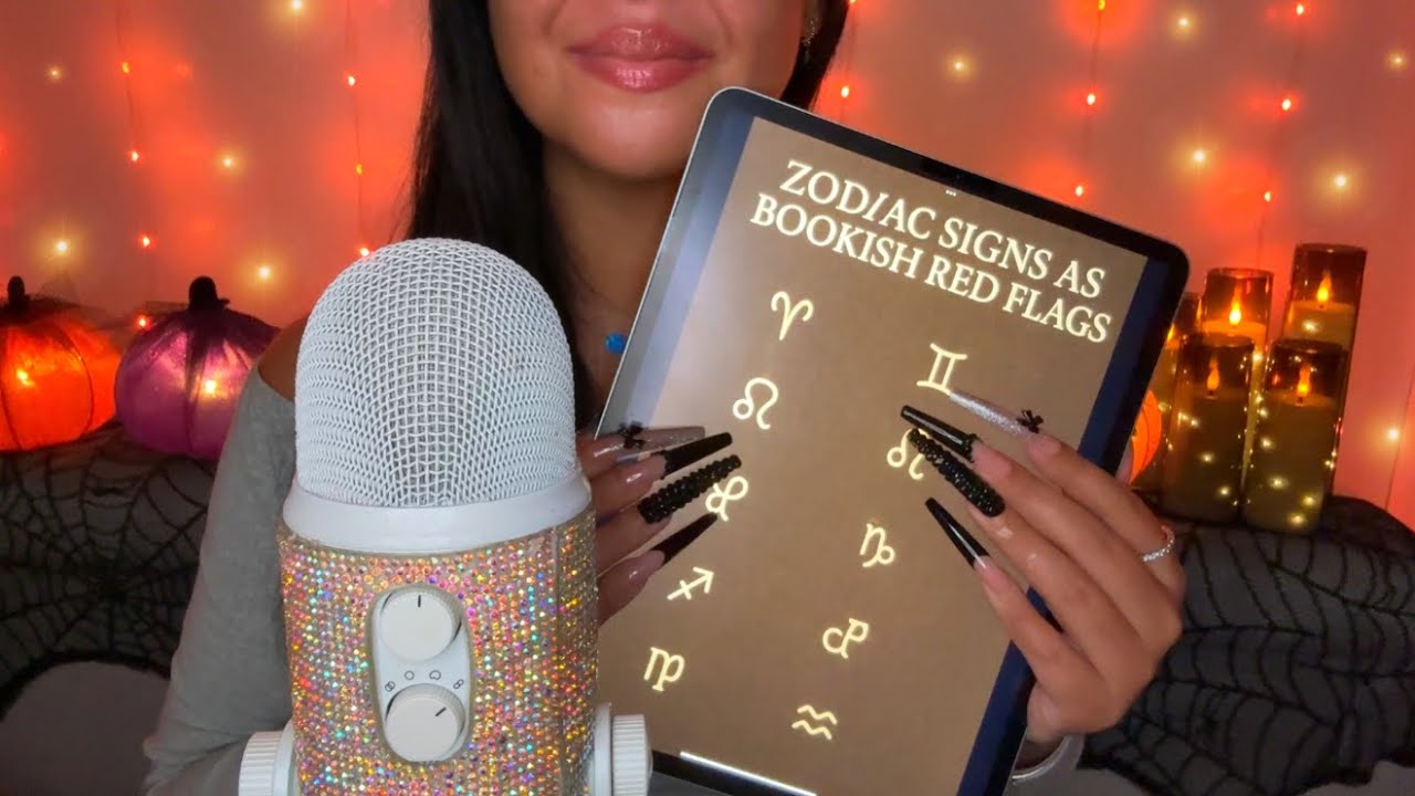 ASMR Your Zodiac Bookish Red Flag 😈 | Whispered Reading & XXL Nail Clacking Tapping✨🔮