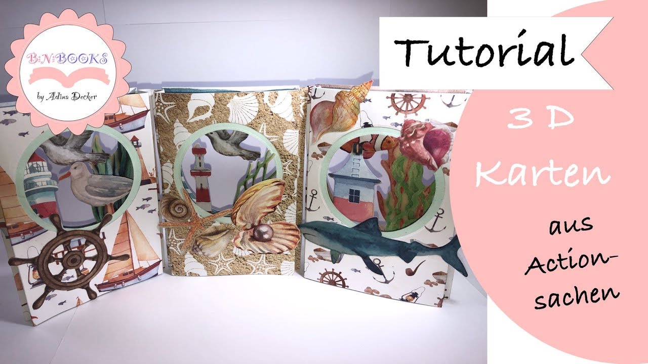 3 x 3D Karten * Action Luxe Paper Block * aus meinem Haul * basteln * Tutorial * deutsch * knutselen