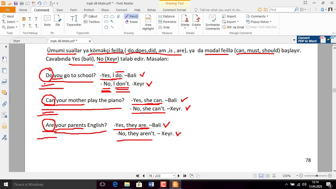 General and Special Questions   Umumi ve Xususi Suallar
