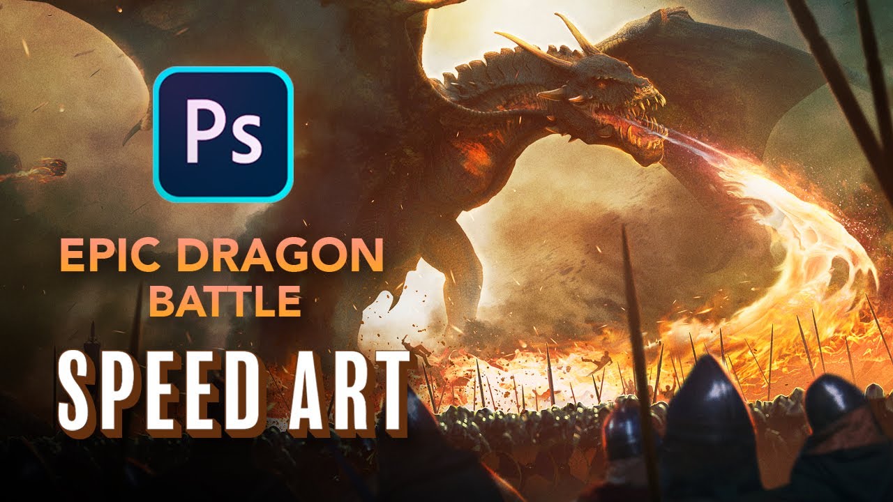I created an EPIC DRAGON BATTLE in Photoshop!
