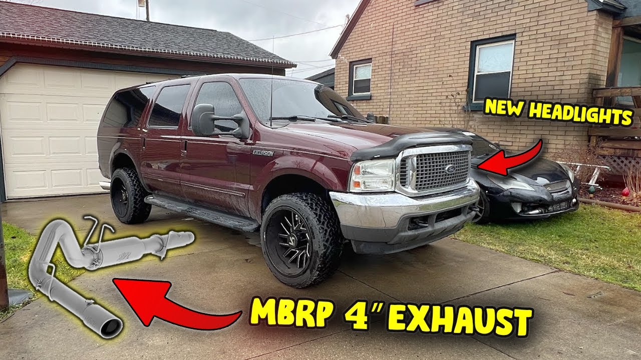 Идеально звучащий выхлоп F250/Excursion V10! Установка 4-дюймового кэтбэка MBRP и фар 05-07!