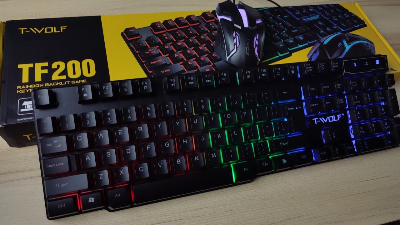 T-WOLF TF200 Rainbow LED Gaming Keyboard And Mouse Combo UNBOXING AND REVIEW