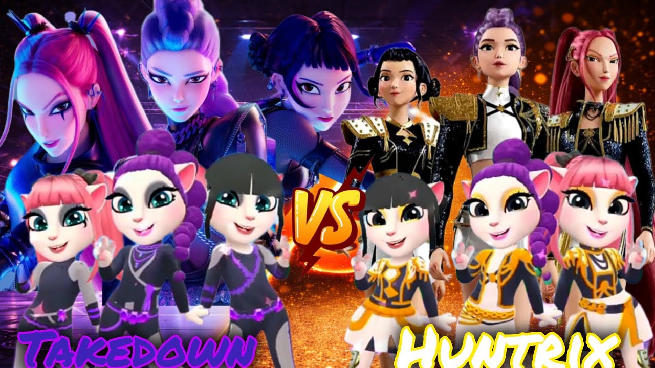 K-pop demon hunters takedown💜🎶 vs golden💛💫 || my talking angela 