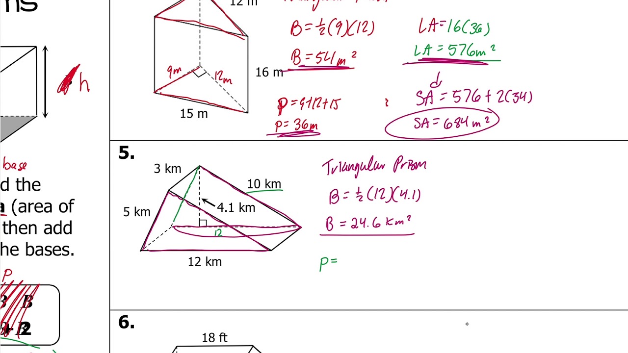 Surface Area of Prisms and Cylinders