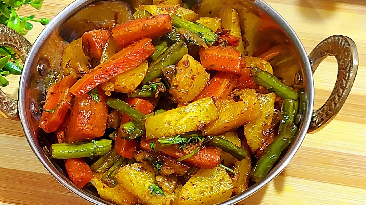 beans gajar aloo ki sabzi |carrot beans potato sabzi |carrot beans and potato recipe