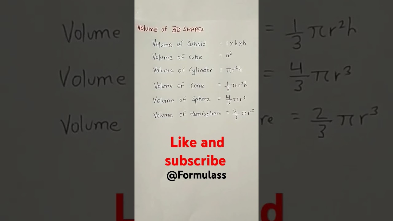 Volume of 3D shapes