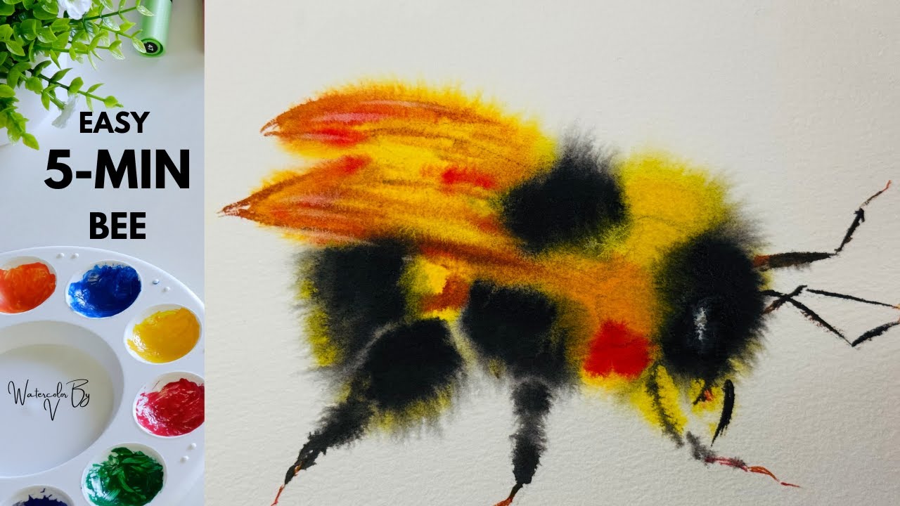 5-Minute Watercolor Bee (Wet on Wet)