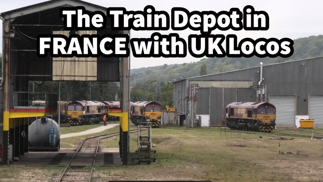 The Train depot in FRANCE with UK Locomotives - Class 66/2's & 58's