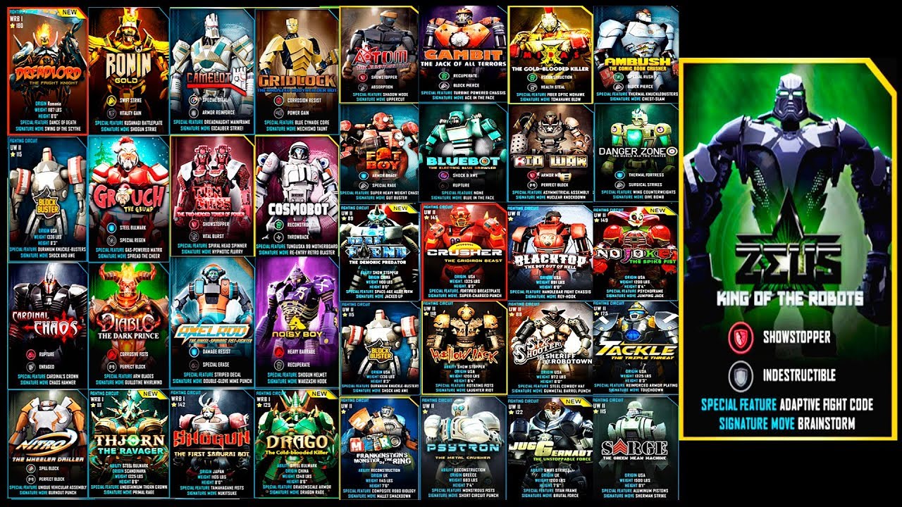 Real Steel WRB ALL UW I & II & WRB I VS ZEUS The King of the Ring Series Fights (Живая Сталь)