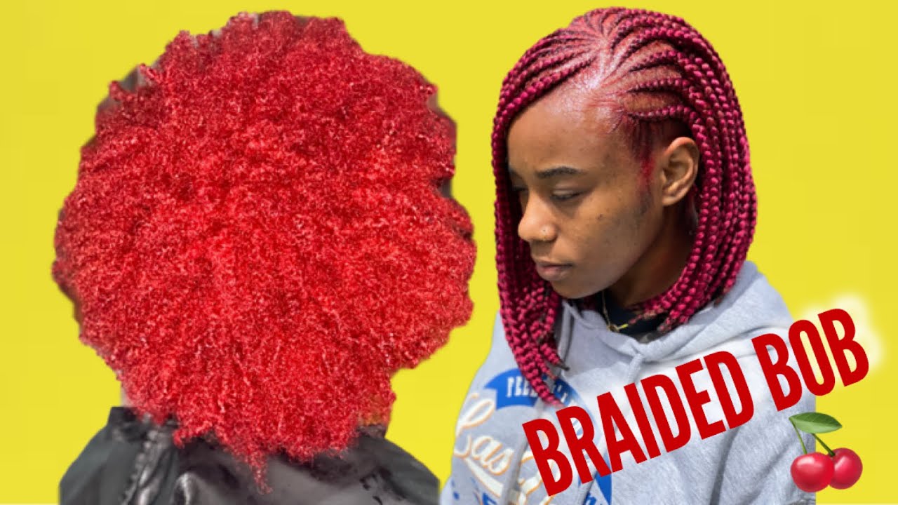 Burgundy Braided Bob