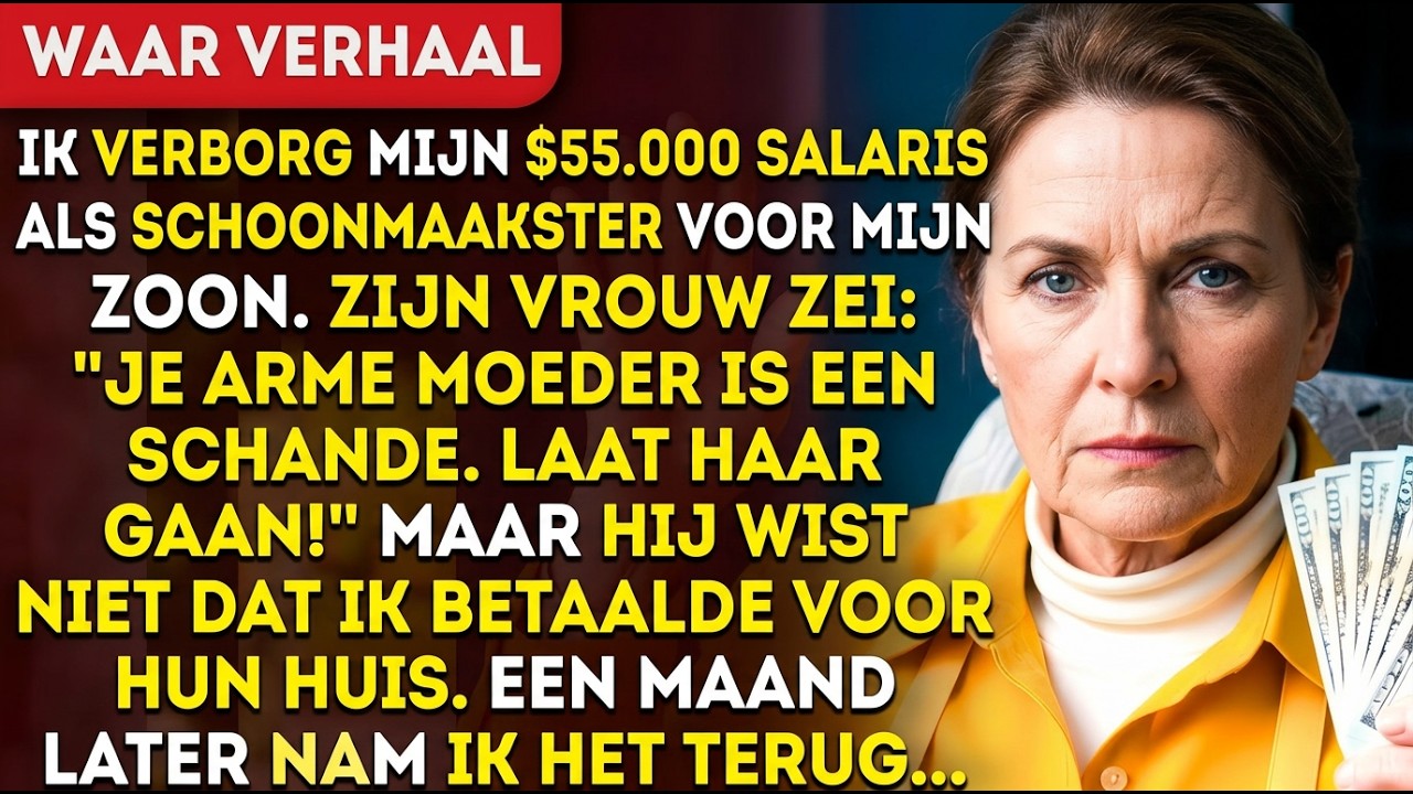 Ik verberg mijn salaris van $55.000 als schoonmaakster voor mijn zoon. Zijn vrouw: “Je arme moeder…”
