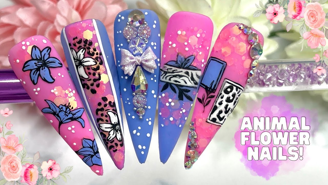 TRYING THE NEW KOREAN GELS FORM MADAM GLAM| ANIMAL PRINT AND FLORAL NAIL ART DESIGN USING STAMPING
