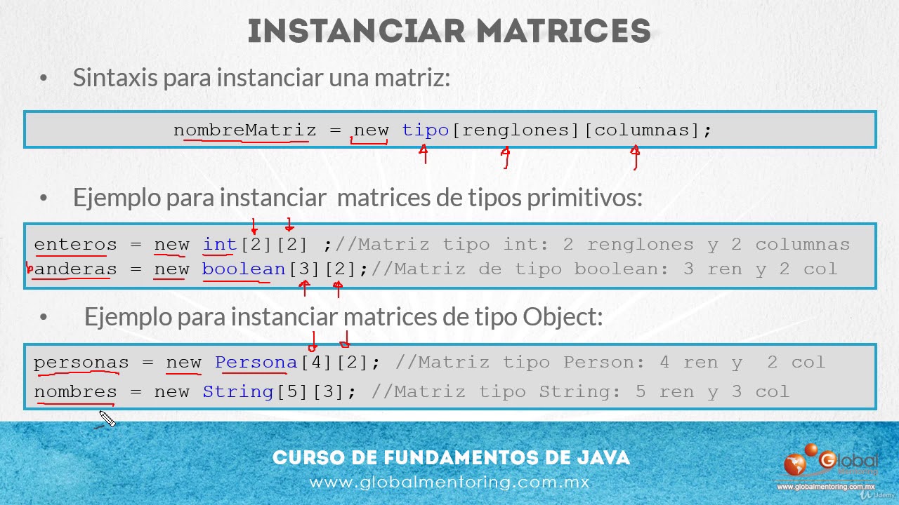 2  Lecci&oacute;n Iniciar e Instanciar Matrices