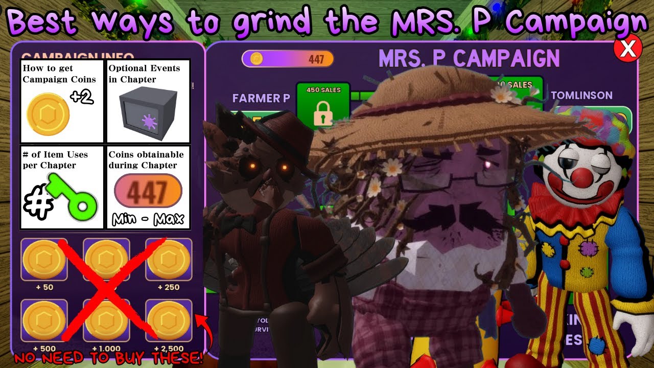Information on the best ways grind the Mrs. P Campaign in PIGGY