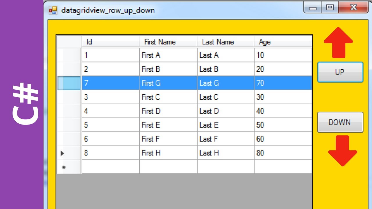 C# - How To Move DataGridView Selected Row UP and DOWN In C# [ with source code ]