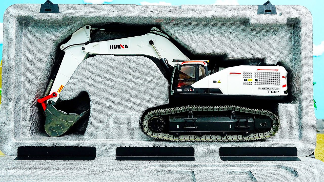 Unboxing White Excavator Truck Toy Play with Construction Vehicles