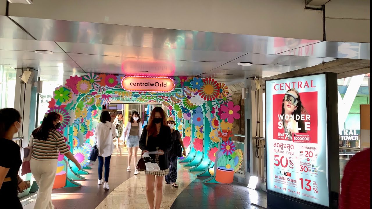 VIRTUAL WALK BANGKOK ONE SIAM BTS STATION TO CHITLOM BTS STATION SKYWALK FOOTBRIDGE