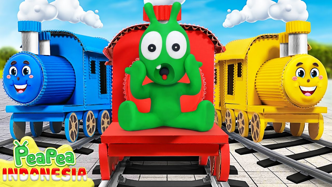 Pea Pea Memainkan Mainan Kereta Berwarna-warni - Kartun untuk anak-anak