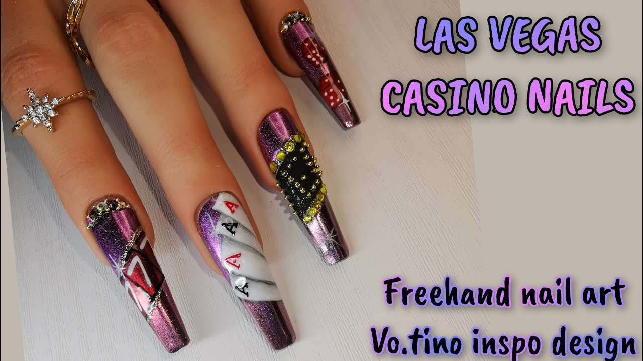 Las Vegas Casino nail art design | Inspired by Vo.tino | Chrome, freehand using Madam Glam gel paint