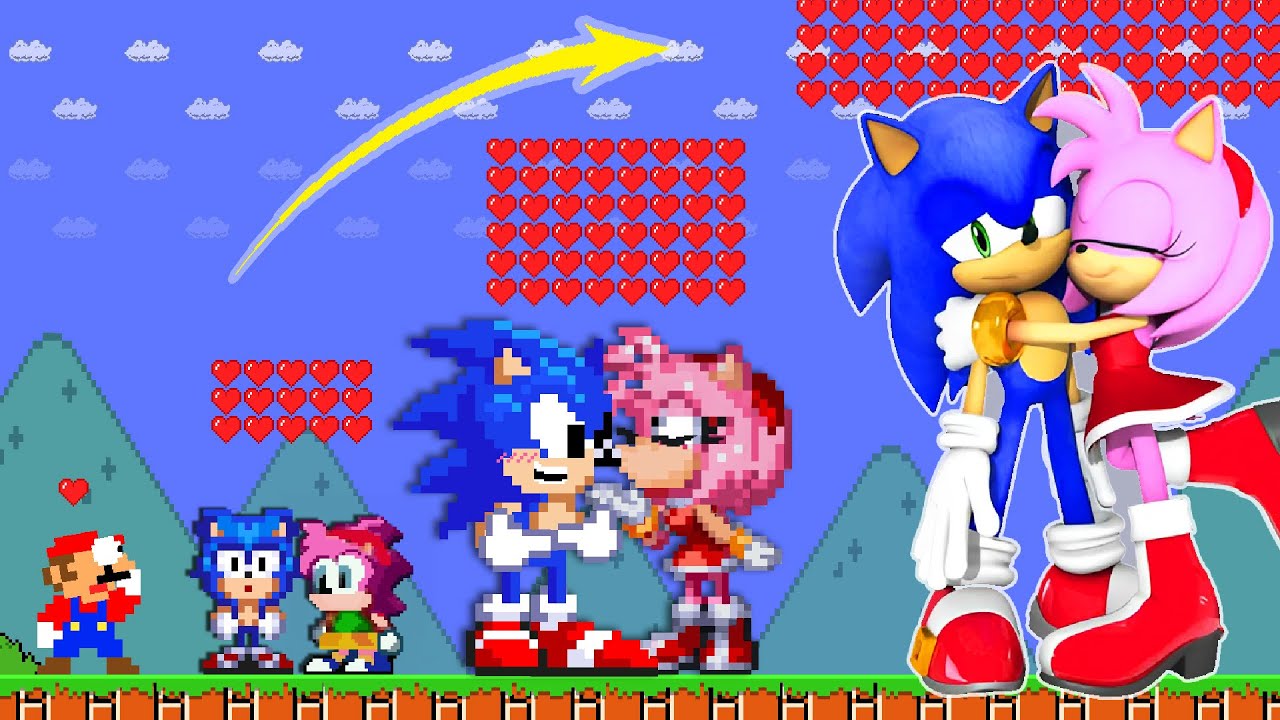 Super Mario Bros. but Sonic & Amy Rose Evolution from Birth to Elemental with 1,000,000 Hearts