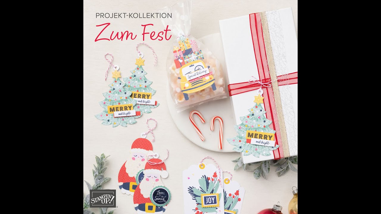Stampin'Up! Zubeh&ouml;rset Anh&auml;nger: ZUM FEST + zus&auml;tzliches Material Kit um 4 Karten zu basteln